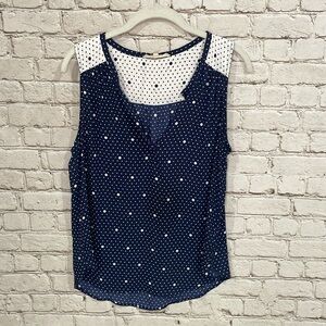 Navy Polka Dot Sleeveless Top
